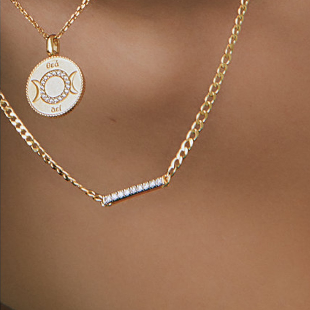 Diamond Bar 18” Pendant Necklace in Gold Vermeil - Picture 6 of 7